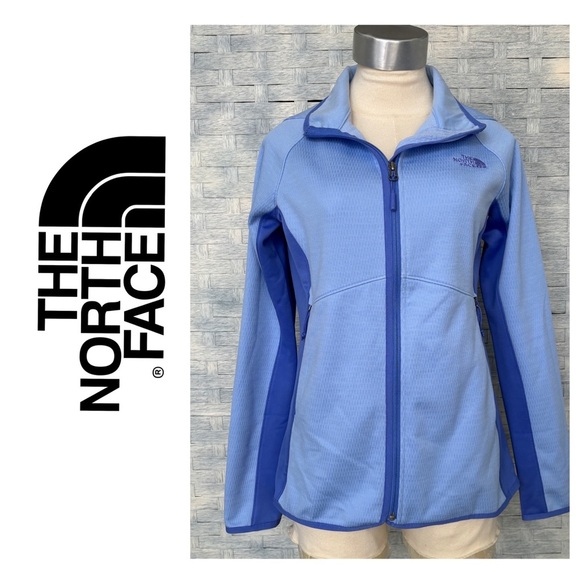 The North Face Sweater Two Tone Blue Full Zip Up Closure Zipper Pockets sz M - Picture 1 of 8